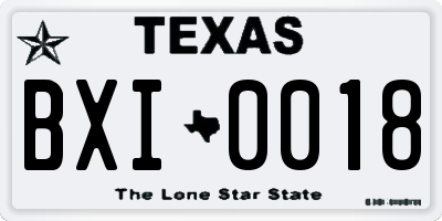 TX license plate BXI0018