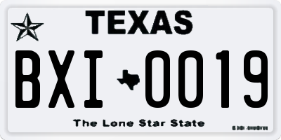 TX license plate BXI0019