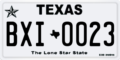 TX license plate BXI0023
