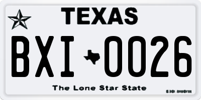 TX license plate BXI0026