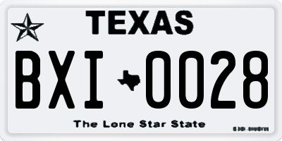 TX license plate BXI0028