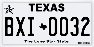 TX license plate BXI0032