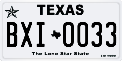 TX license plate BXI0033