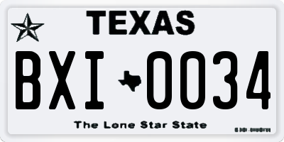 TX license plate BXI0034