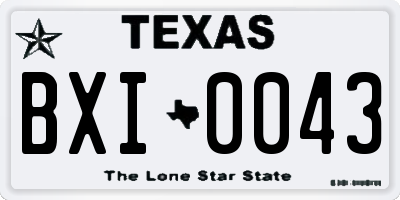 TX license plate BXI0043