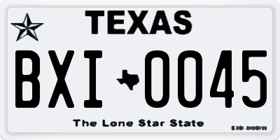 TX license plate BXI0045