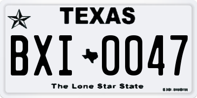TX license plate BXI0047