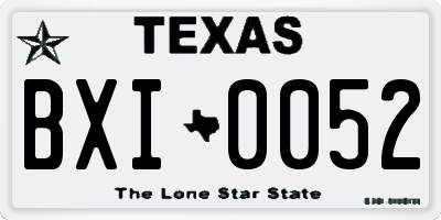 TX license plate BXI0052