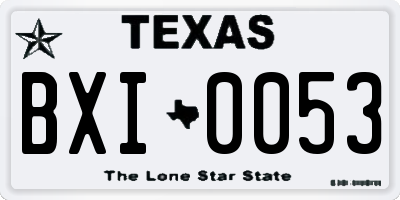 TX license plate BXI0053