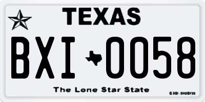 TX license plate BXI0058