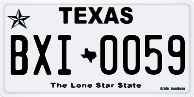 TX license plate BXI0059