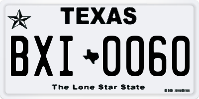 TX license plate BXI0060