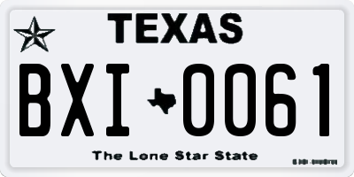 TX license plate BXI0061