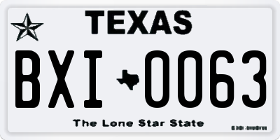 TX license plate BXI0063