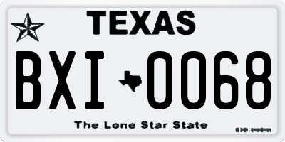 TX license plate BXI0068