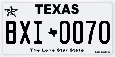 TX license plate BXI0070