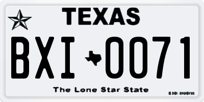 TX license plate BXI0071