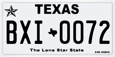 TX license plate BXI0072