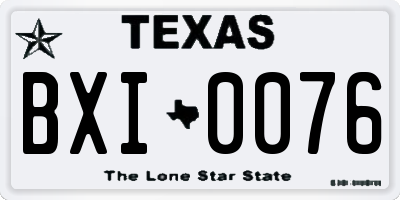 TX license plate BXI0076