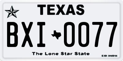 TX license plate BXI0077