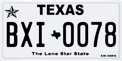 TX license plate BXI0078