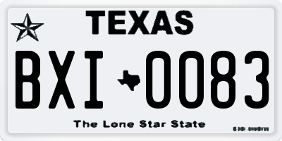 TX license plate BXI0083