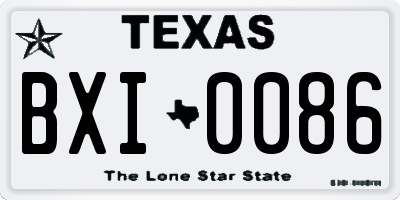 TX license plate BXI0086