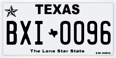 TX license plate BXI0096
