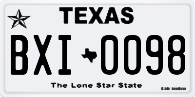 TX license plate BXI0098