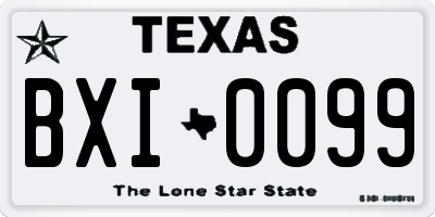 TX license plate BXI0099
