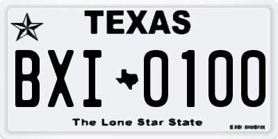 TX license plate BXI0100