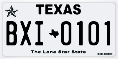TX license plate BXI0101