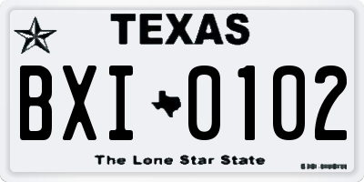 TX license plate BXI0102