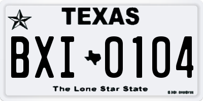 TX license plate BXI0104