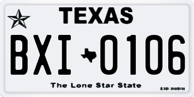TX license plate BXI0106
