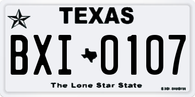 TX license plate BXI0107
