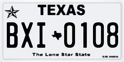 TX license plate BXI0108
