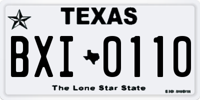 TX license plate BXI0110