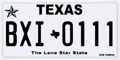 TX license plate BXI0111