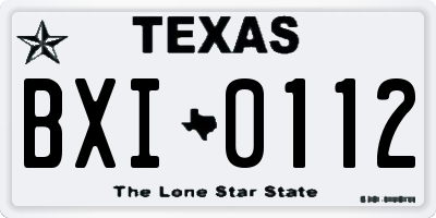 TX license plate BXI0112