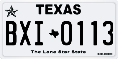 TX license plate BXI0113