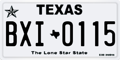 TX license plate BXI0115