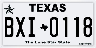 TX license plate BXI0118