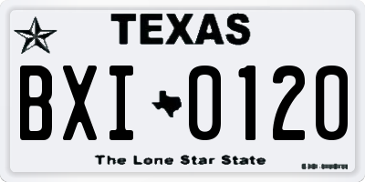 TX license plate BXI0120