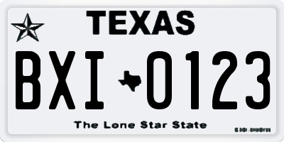 TX license plate BXI0123