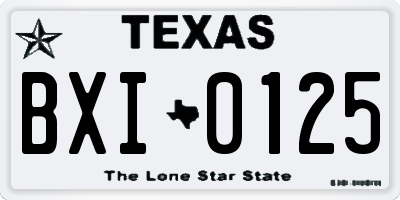 TX license plate BXI0125