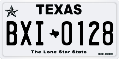 TX license plate BXI0128