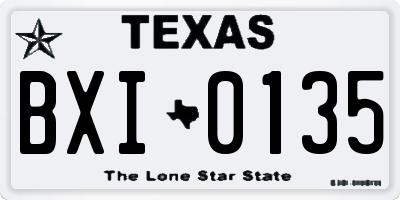 TX license plate BXI0135