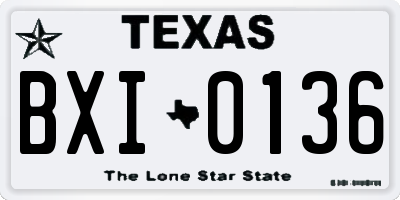 TX license plate BXI0136