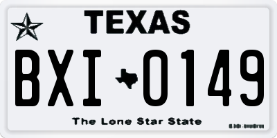TX license plate BXI0149